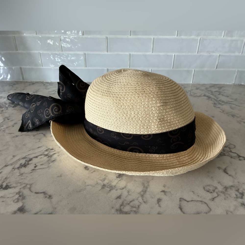 Disney Mickey Straw Wicker Hat Flip Rim Cap Ribbon Belt Adult Disney Parks